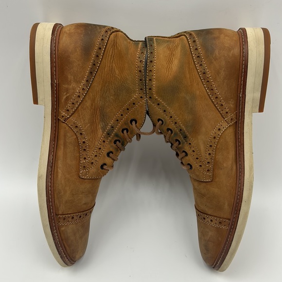 FRYE JOEL BROGUE CHUKKA BOOT MENS SIZE 12 ANKLE NUTMEG TAN BROWN LEATHER BOOT - Picture 8 of 12